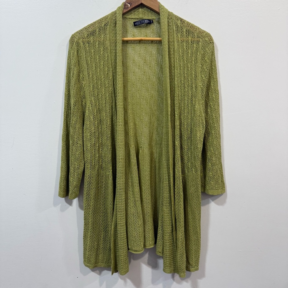 Zozo Linen Blend Light Green Fall Open-Front Cardigan Size 2X